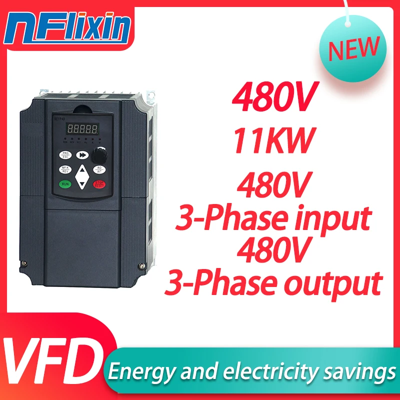 VFD 2.2/4/5.5/7.5/11/15KW Variable Frequency Drive 3-phase 480V input to 3-Phase output Speed Controller Inverter For Fan Motor