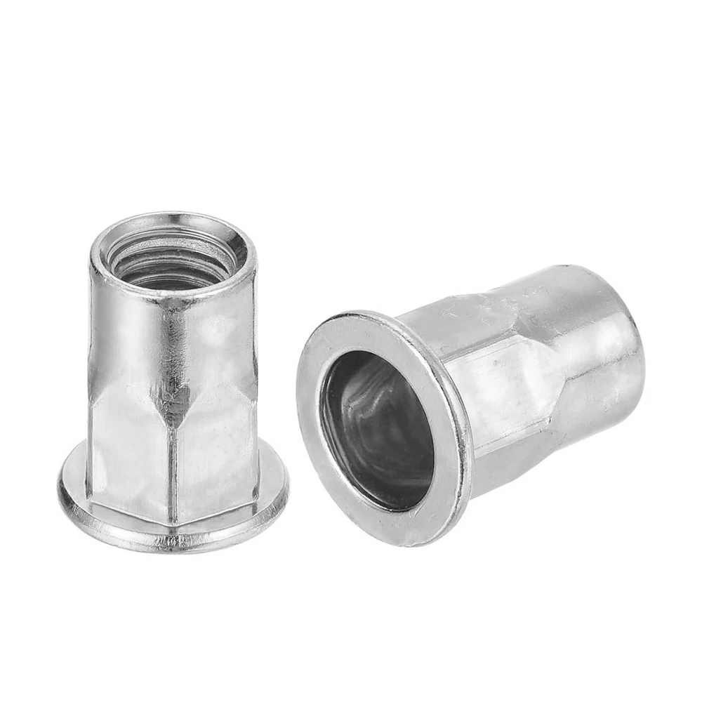 Half Hex Flat Head Binding Rivet Nut 304 Stainless Steel Color Zinc Plated M4 M5 M6 M8 M10 Half Semi Hexagon Head Insert Rivnut