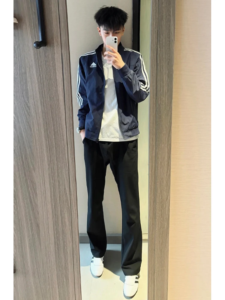 

Мужские брюки Cleanfit с высокой талией, прямого кроя, черные, для высоких мужчин, модные повседневные брюки прямого силуэта