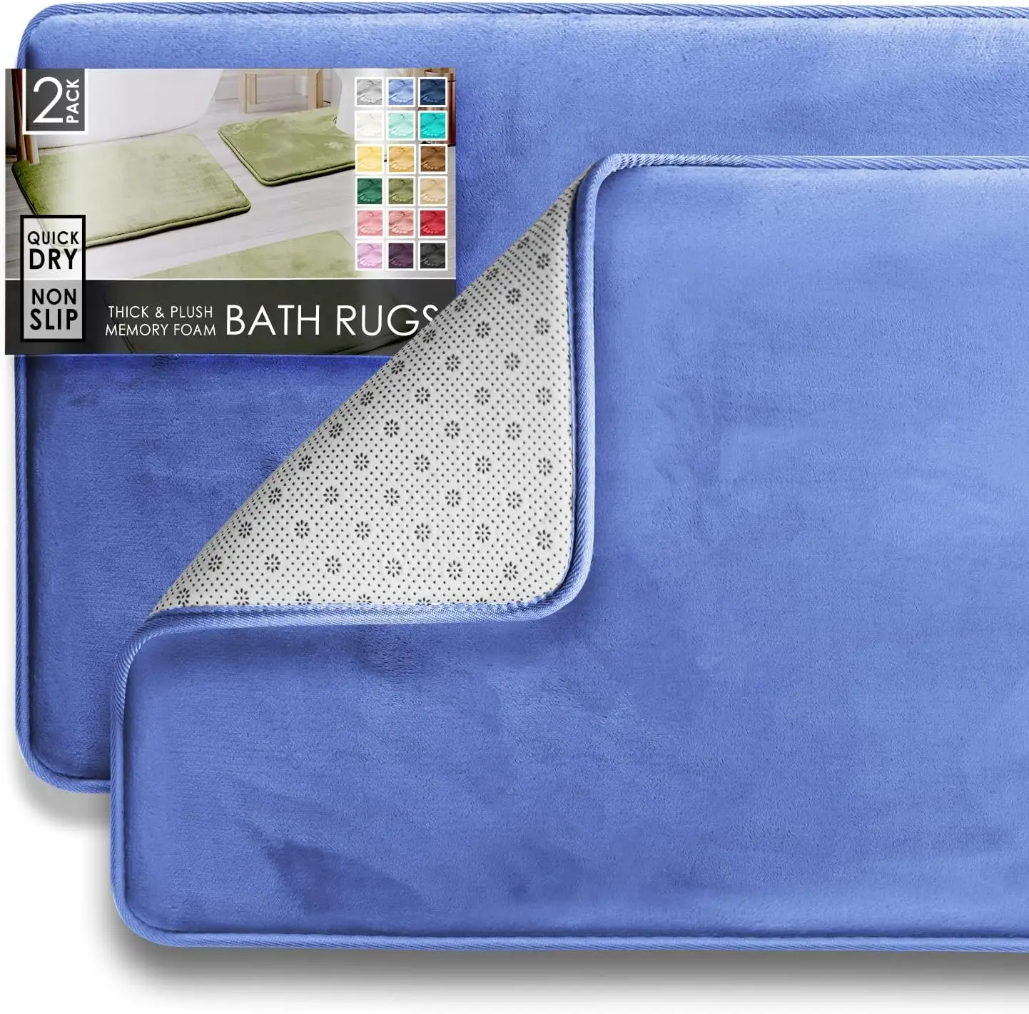 

Комплект из 2 ковриков для ванной комнаты, велюровые коврики с эффектом памяти для ванной - нескользящие, с ПВХ-основой, моющиеся.