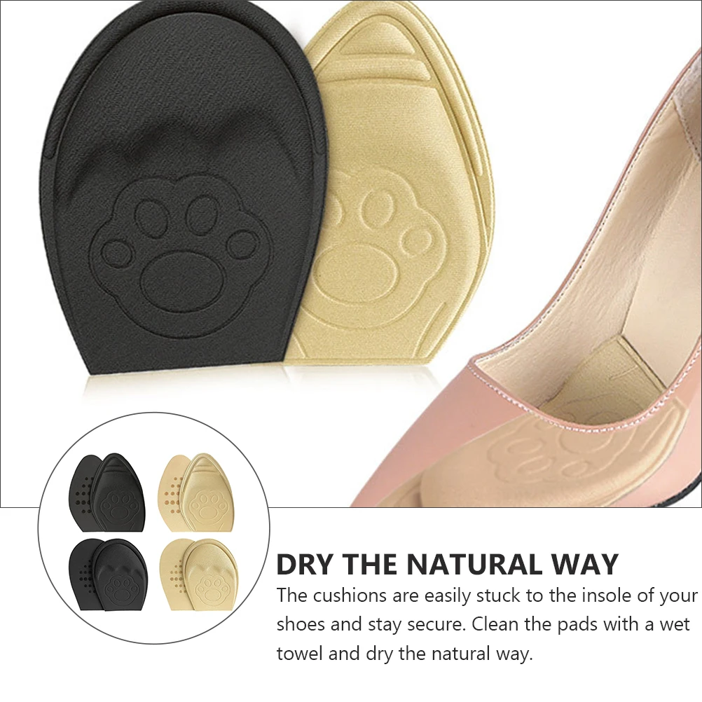 

4 Pairs Forefoot Half Size Pads Non Slip Ball Insoles Knitted Fabric Metatarsal Corrective Adhesive Cushions Foot Care Tools