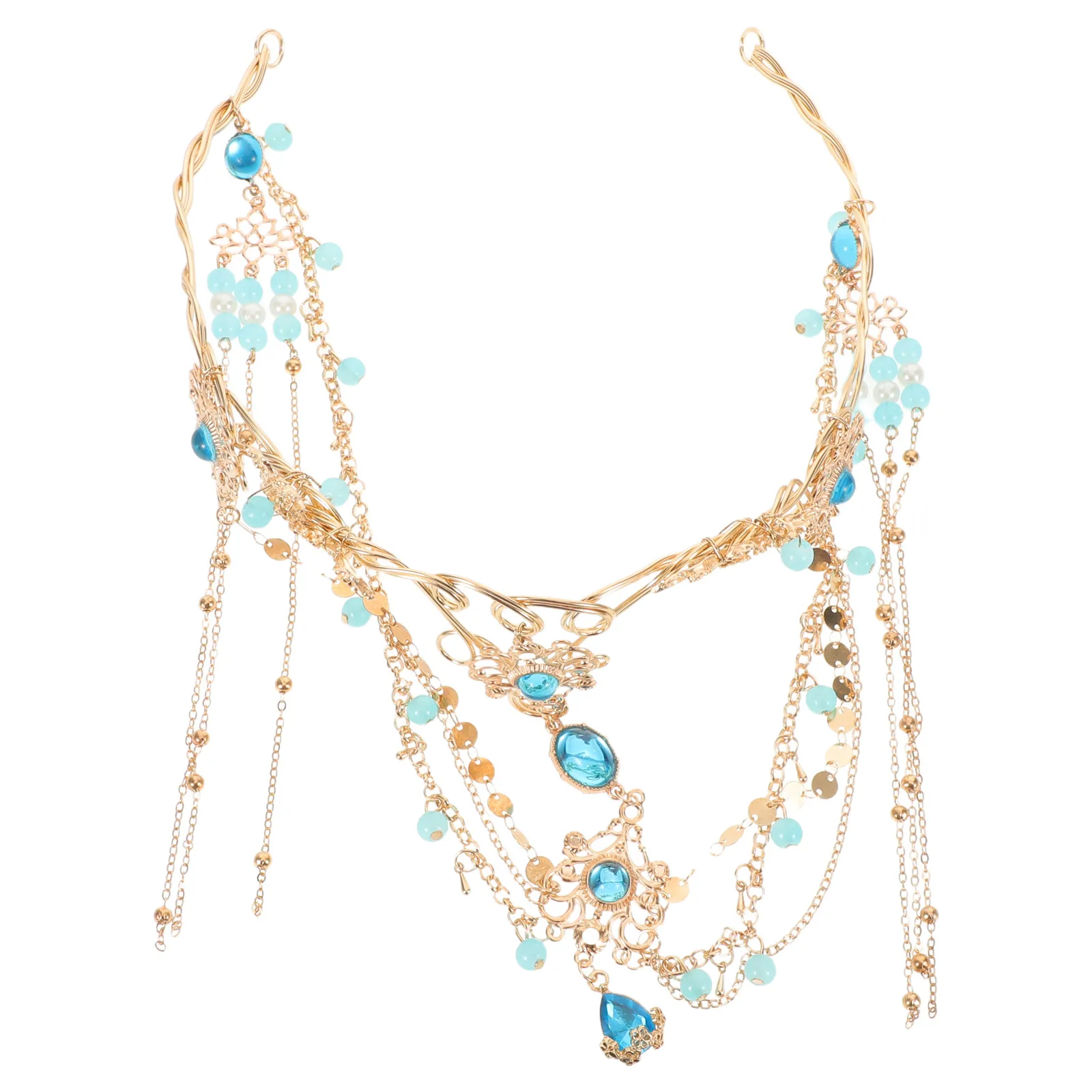

Headdress Chinese Hair Accessories Ancient Style Clip Crystal Bride Headband for Wedding Resin Bridal Forehead Chain