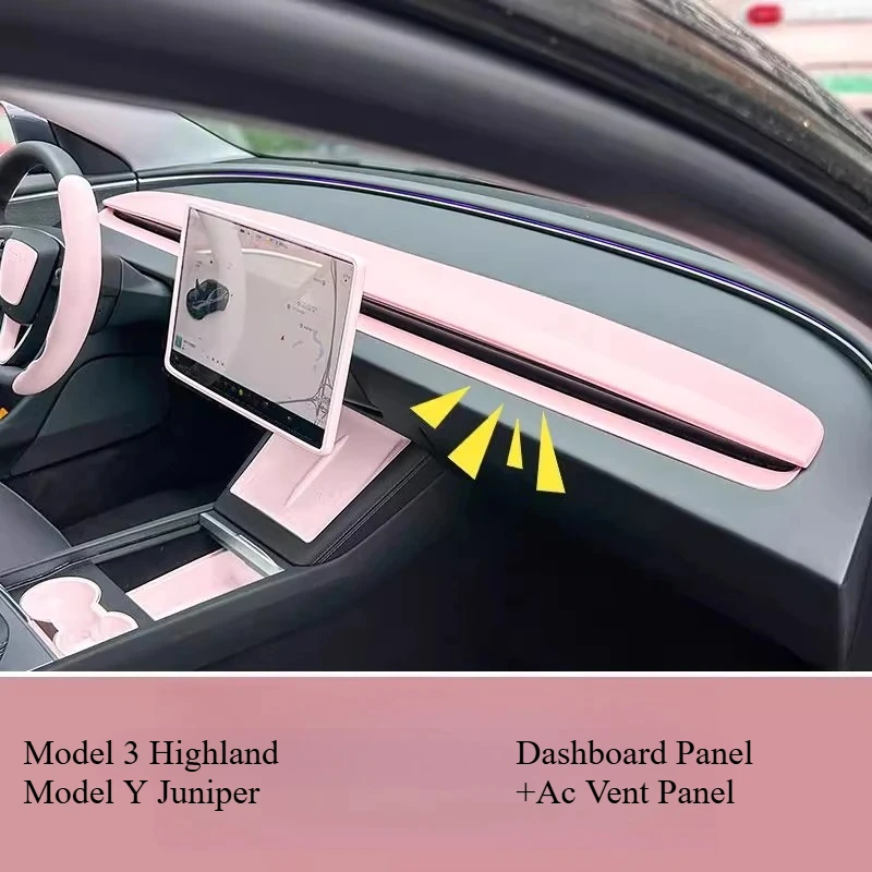 

For Tesla Model 3 Highland Y Juniper 25 Dashboard Cover ABS Carbon Fiber Air Outlet Panel Cover Trim Sticker Interior Accessory