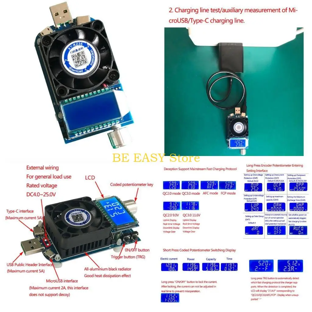 

E28F USB Intelligent Trigger Electronic Load Fast Tester Support QC2.0 C3.0/