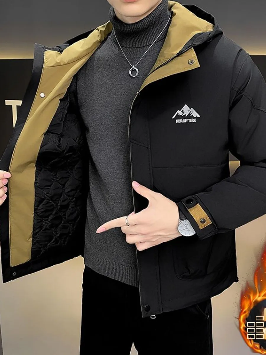 

Men's Thiened Casual Hoodie Jaet Autumn Winter New Sle Faionable Cotton Outerwear Coat Stand Fit Long Sve Doubl...