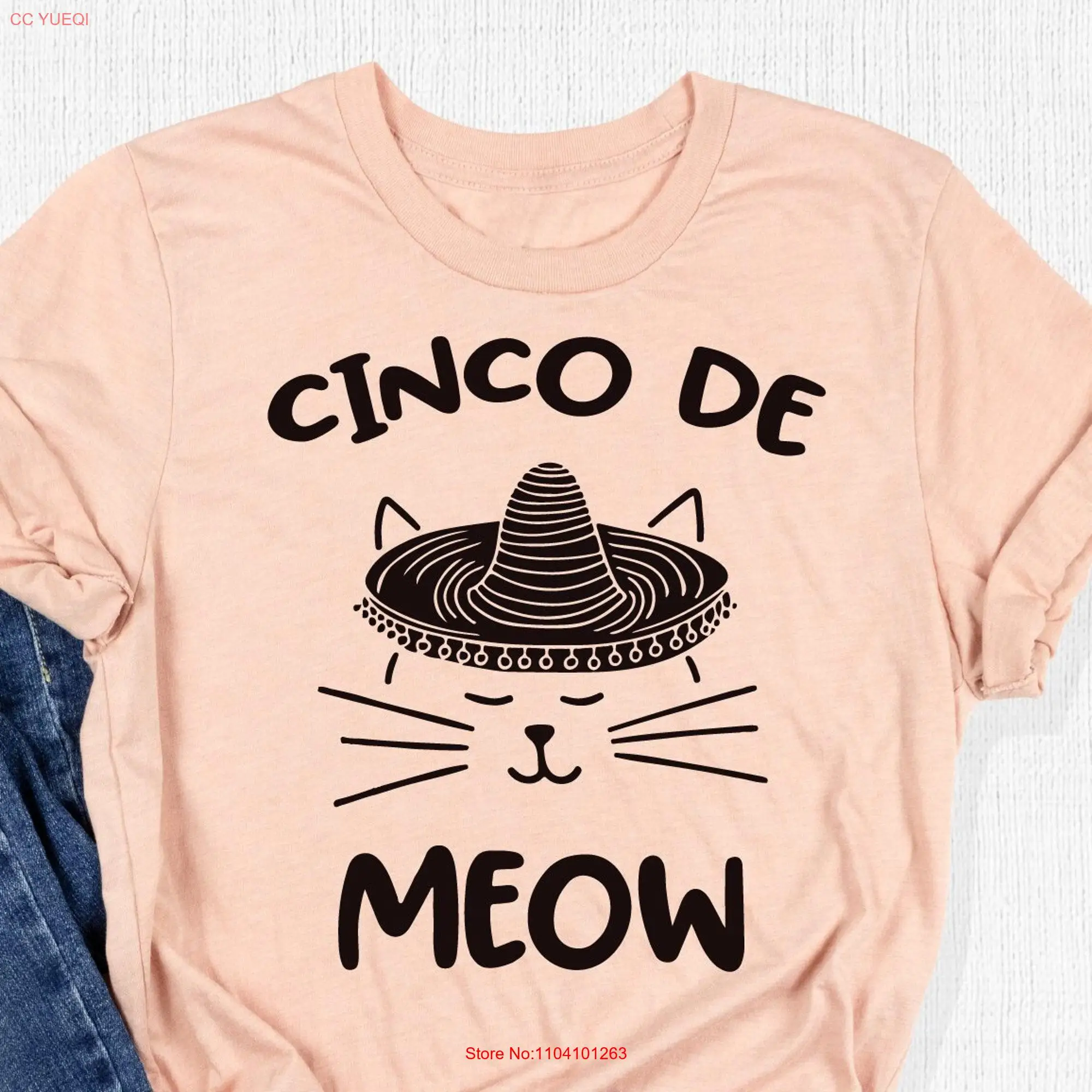 Cinco De Meow T Shirt Mayo Mexican Theme Party Festival Outfit Cute CaT Owner Lover s long or short sleeves