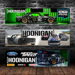 Bannière imprimée Hoonigans Racing Car, polyester, sensation, décoration extérieure, tapisserie de garage, 60x240