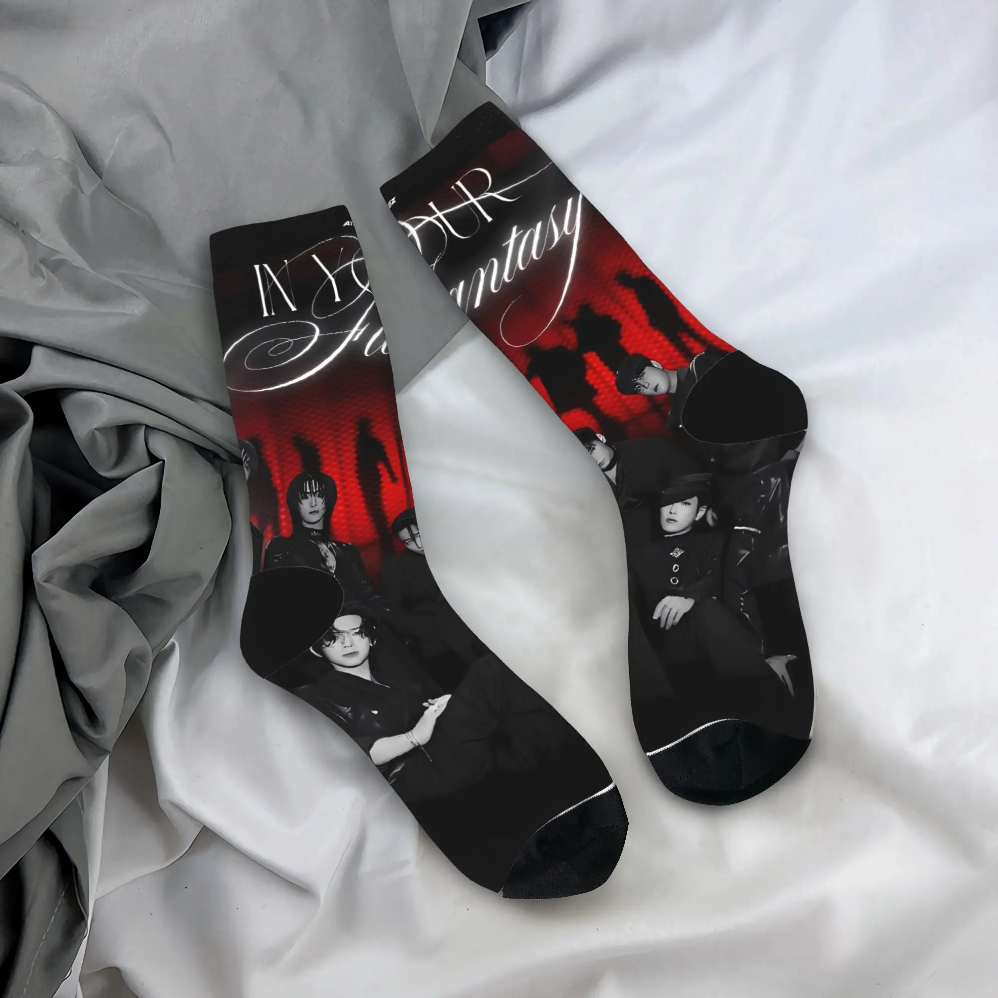 

Kpop Ateez Band Socks Elegant Stockings Women Men Soft Breathable Climbing Socks Autumn Design Non Slip Socks