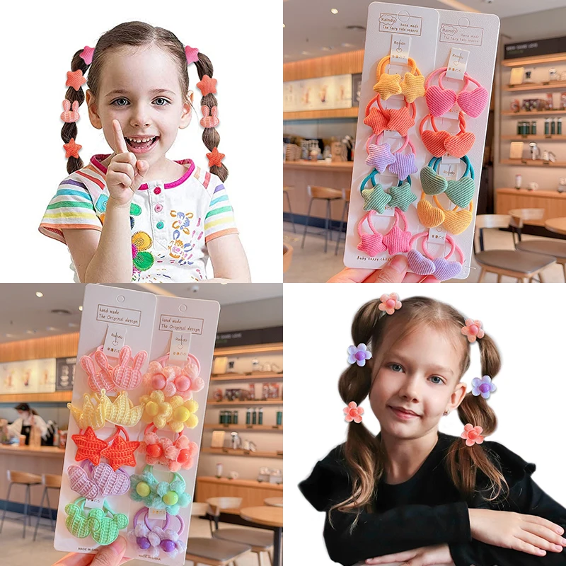 2/6/10/20 Teile/satz Mädchen Niedlichen Cartoon Tiere Obst 3 cm Elastische Haar Bands Pferdeschwanz Halter scrunchies Kid Haar Zubehör – Detail 1