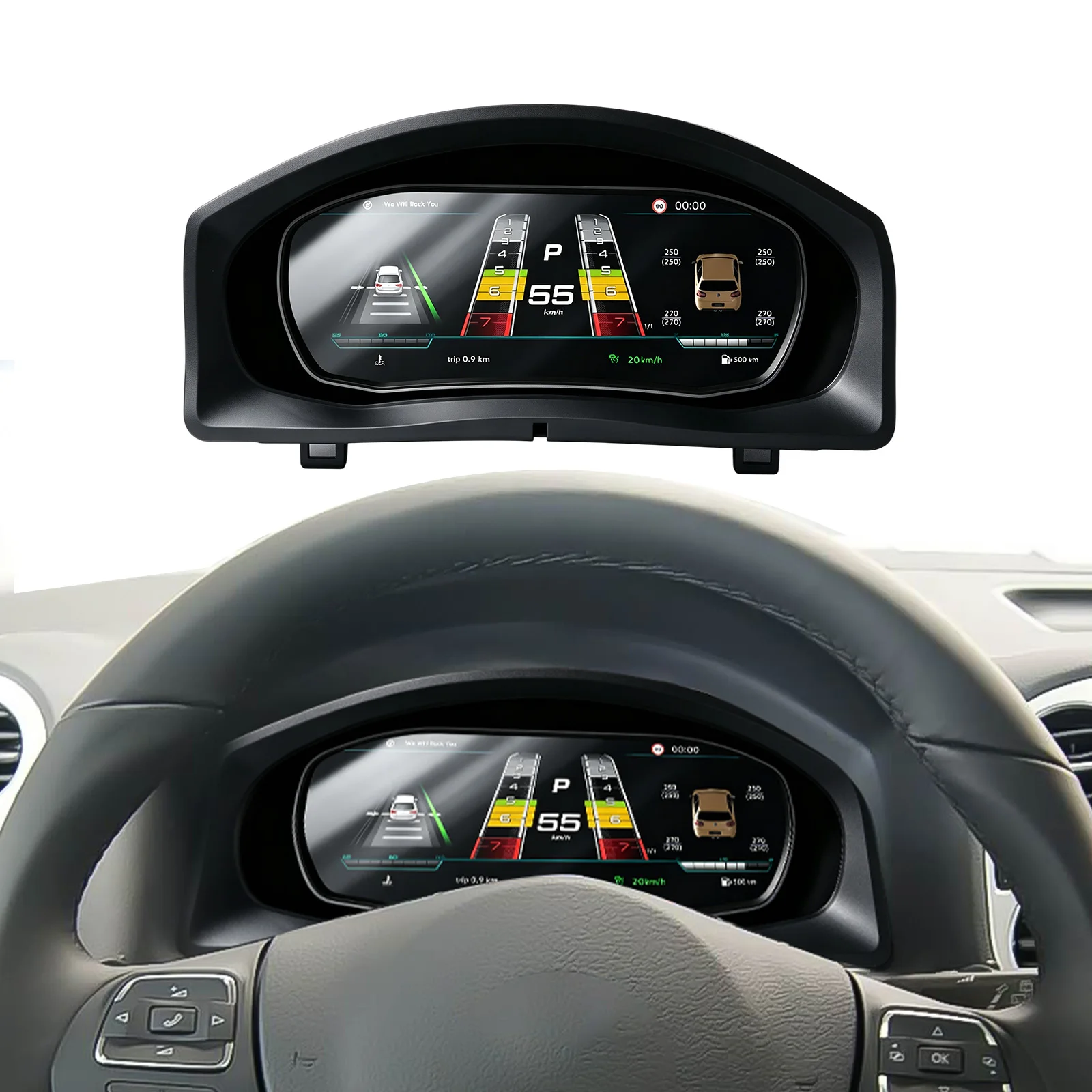 10.3inch Car Dashboard LCD Digital Meter Digital Cluster for Volkswagen Tiguan 2009-2016 Wireless Carplay Android Auto