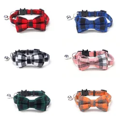 Christmas Pet Necklace Adjustable Strap Dog Accessories for Dog Collar Bowknot Cat Pet Collar Bow Tie Bell Puppy Plaid Necktie