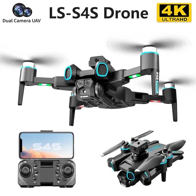 LS-S4S RC Drone 5G WiFi FPV Brushless Motor GPS Return 360° Laser Obstacle Avoidance 4K HD Dual Camera RC Quadcopter Drone Toys