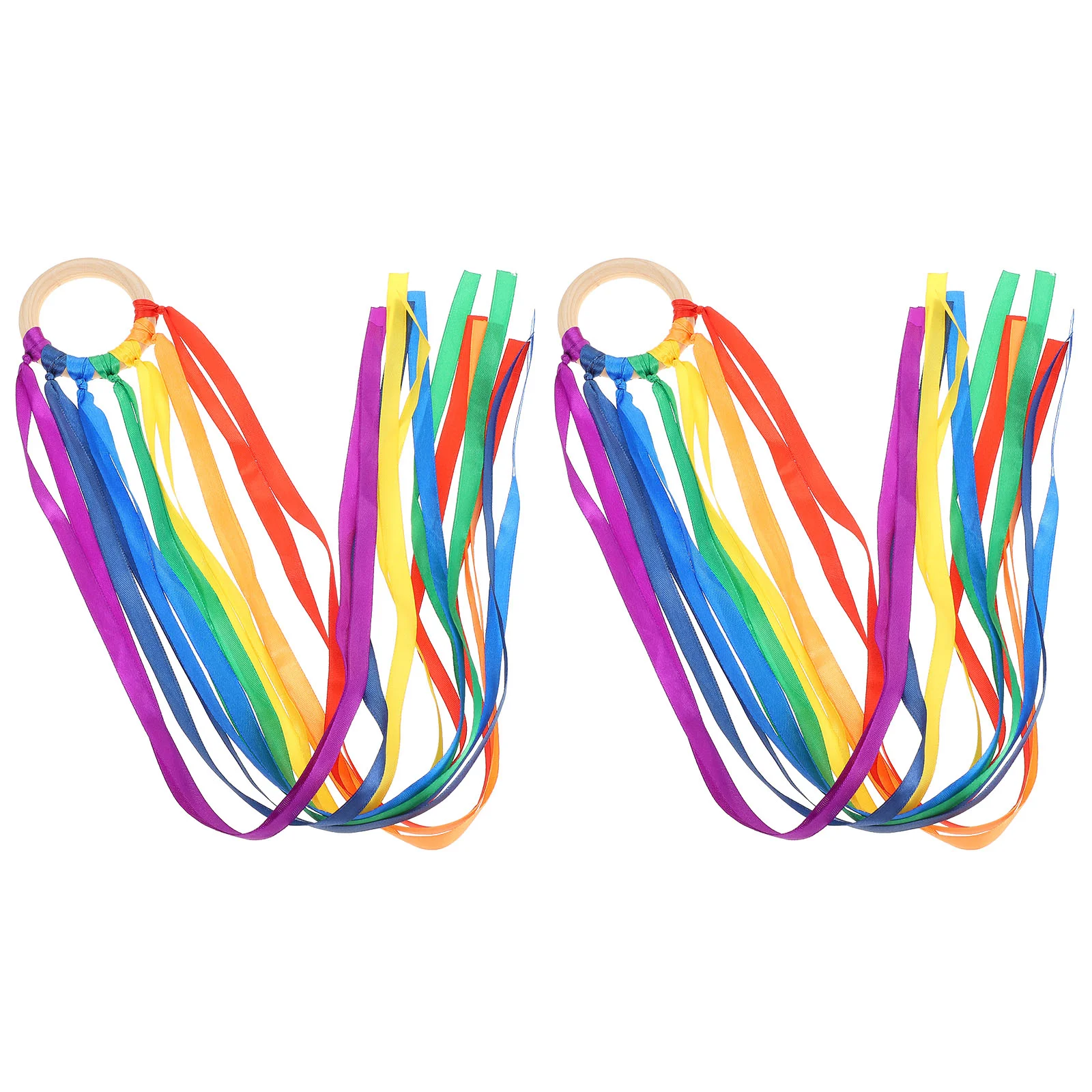 2 Pcs Baby Educational Toys Children's Rainbow Ribbon Kids Plaything Hand Wand Colorful Newborn