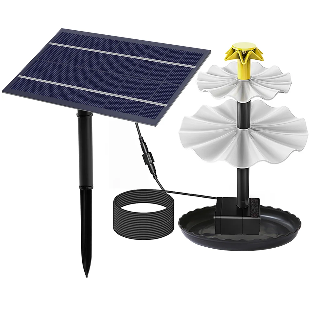 3 Tiered Solar Bird Bath Fountain with Solar Panel Decorative Fountain Water Fountain with Birdbath for Courtyard Patio Balcony