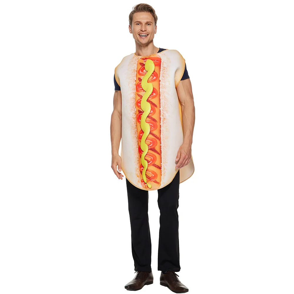 Kostium Hot Dog na Halloween 2020, nowy, popularny strój jedzenia, ubranie do występów, cosplay, kombinezon kiełbaski, rozmiar dla dorosłych, kostium sceniczny