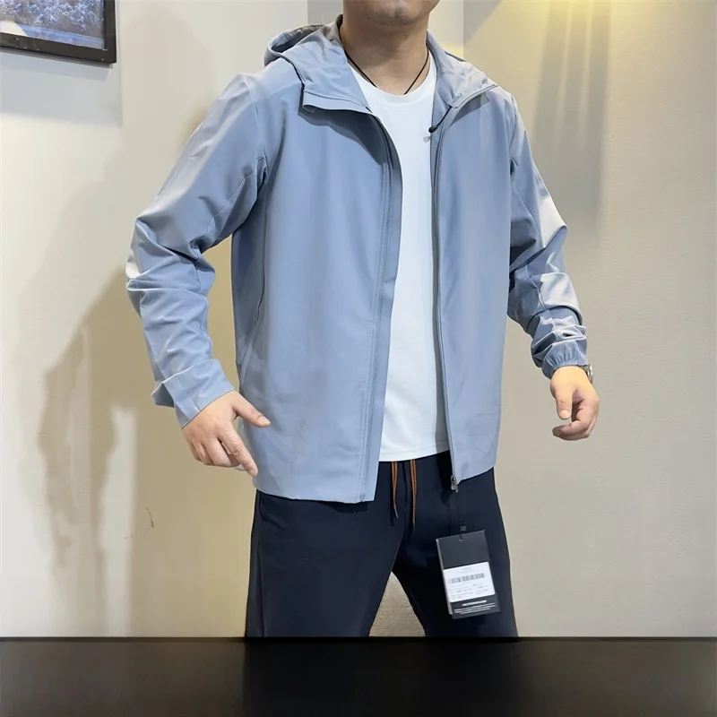 

High-End Outdoor Men's Jaet Breathable Qui-Drng Sun-Protective Me Hooded Long Sve Stand Fit Spring Autumn Wear