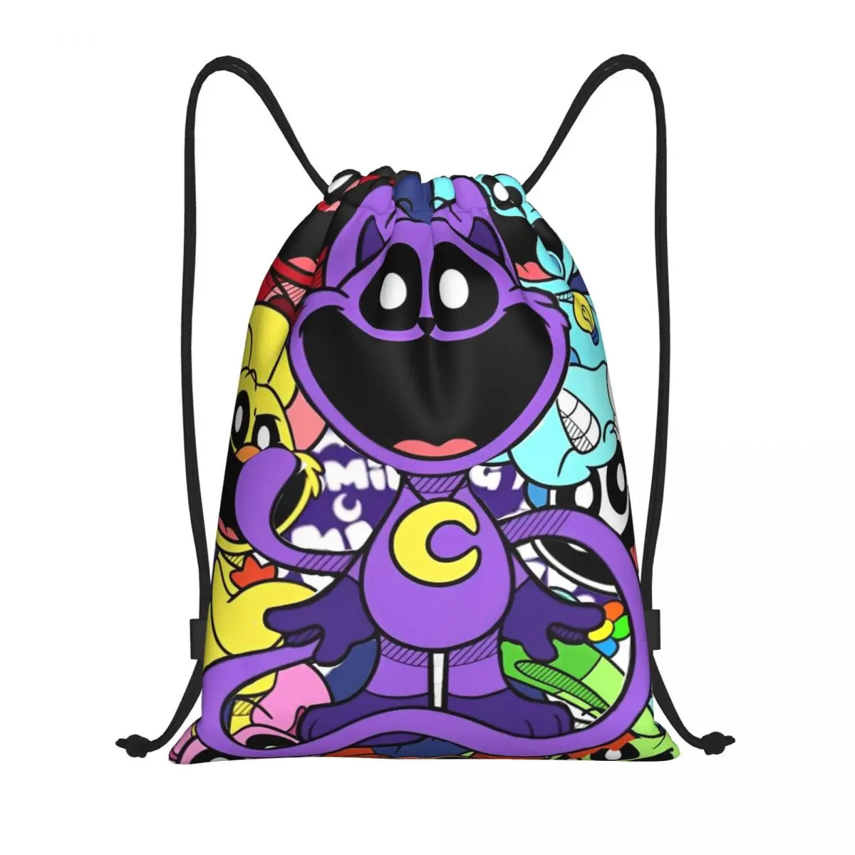 Smiling Critters Cartoon Anime zaino con coulisse palestra sport Sackpack String Bags per il ciclismo