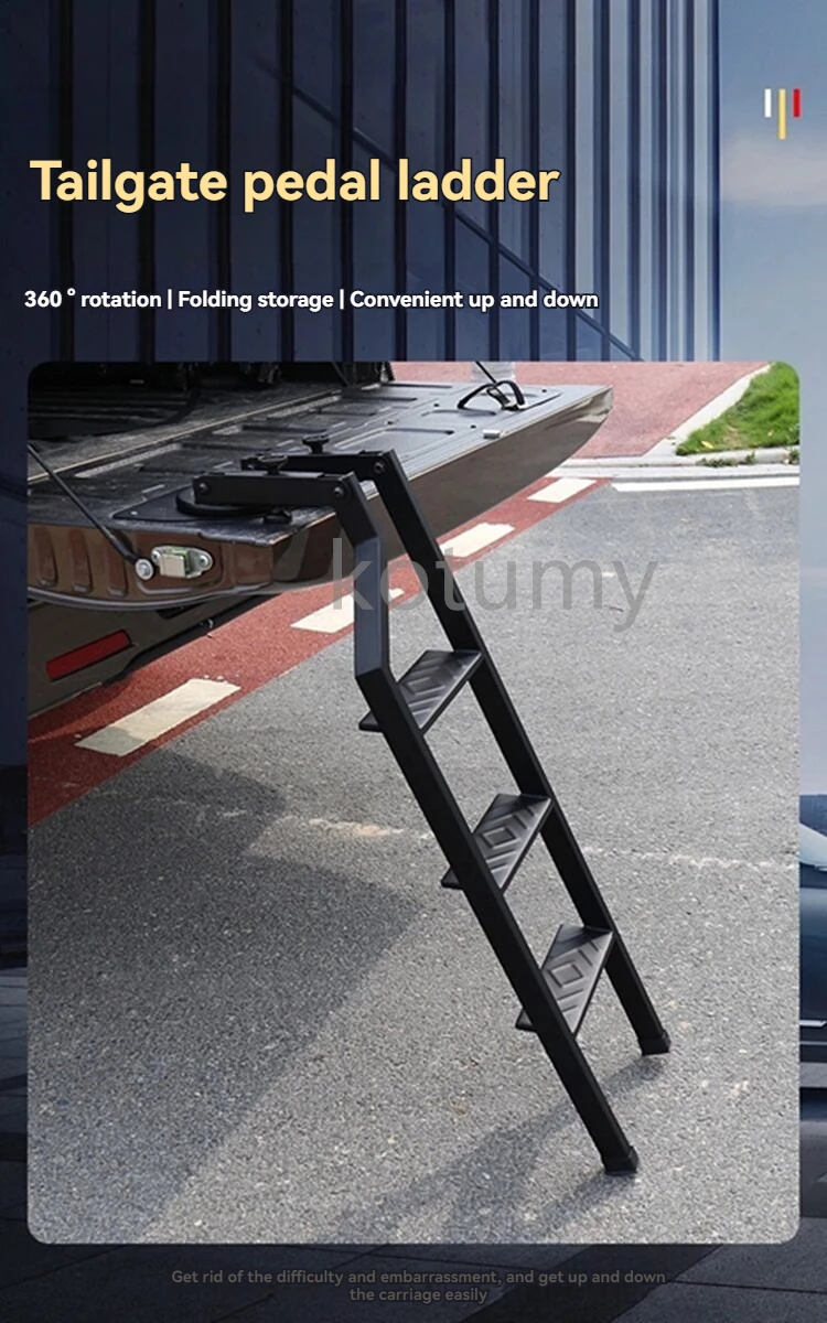 Foldable Universal Tailgate Ladder for Pickup Truck Car Rear Door Ladder Tailgate Folding Ladder Auxiliary Ladder