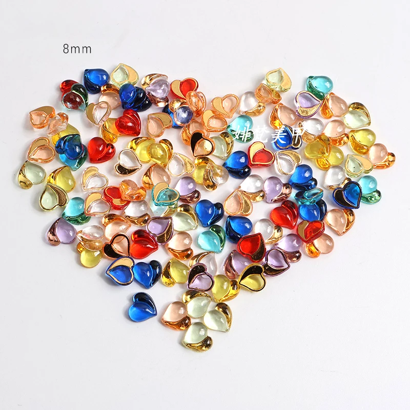 New 8MM Metal Patch Splicing Resin 3D Love Nail Art Rhinestones Apply To DIY Manicure Diamond Accessories