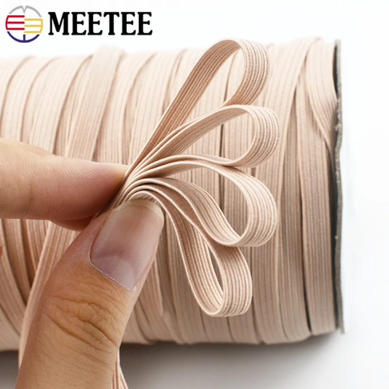 

30Meters 6mm Flat Elastic Rope Mask Hairwear Rubber Bands Pants Waistband Oversleeve Cap Shoes Stretch Tape Sewing Accessories