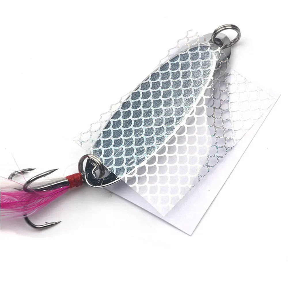 

6pcs Fishing Lure Stickers 20X10cm Silver Laser Waterproof Adhesive Sticker Fishing Lure Refit DIY Material Accessories