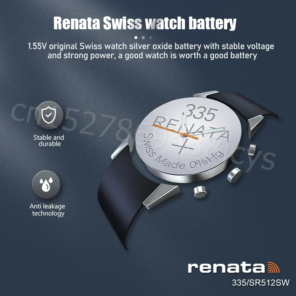 100% Original Renata335 SR512SW 512 1.55V Silver Oxide Watch Battery For Toy Calculators Remote Button Coin Cell Made in Swiss