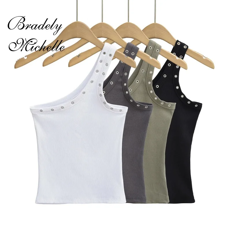 Design Sense Niche Slim Shoulder Slim Sling Summer Slim Chic Shoulder Vest Women Y2k Tops