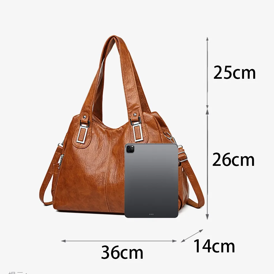 Jednokolorowa torba na ramię dla kobiet 2025 wysokiej jakości miękka skórzana torba na ramię na co dzień damska torebka listonoszka w stylu Vintage Crossbody Sac — zdjęcie 4
