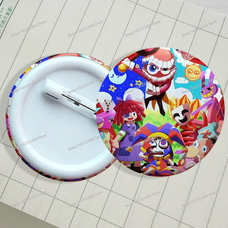 The Amazing Digital Circus 58mm Round Badge for Backpack Clothing Anime Cartoon Fashion Badges Students Decorative Badge Gifts view 5