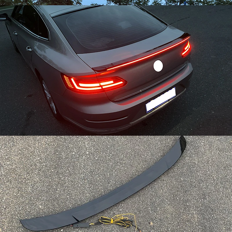 

FIT For Volkswagen Arteon CC 2019 2020 2021 2022 2023 Glossy black LED lamp light streamer tail Rear Trunk Spoiler Wing Trim