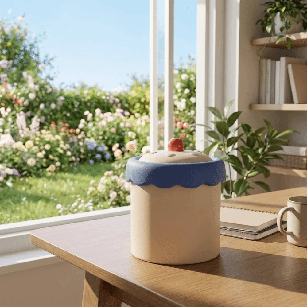 Cute Plastic Desktop Trash Can Cartoon Portable Waste Paper Basket Stylish Look with Cover Garbage Can Office