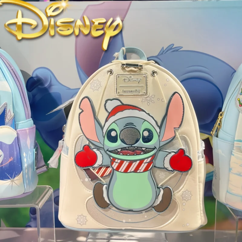 Hot Selling Arrival Disney Loungefly Stitch Snow Christmas Cosplay Lilo Angel Mini Backpack Anime Peripheral Backpack