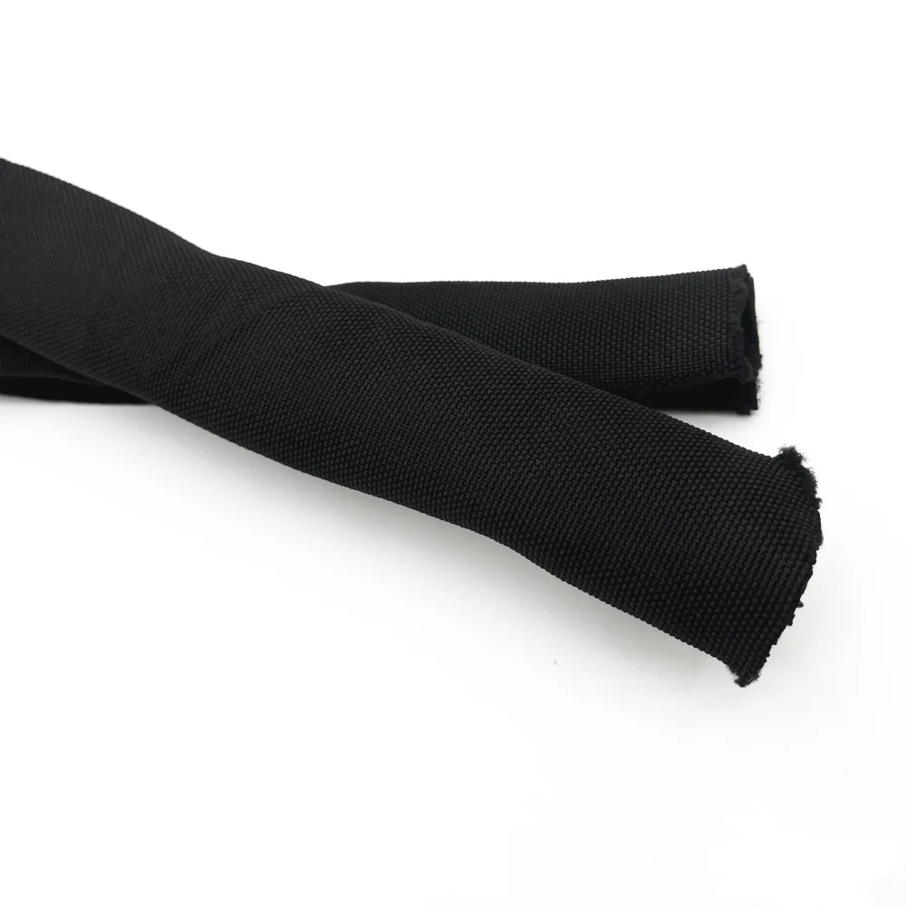 Black Self Adhesive Cable Sleeve ID 10mm ~ 100mm High Temperature PET Braided Sheath Wire Wrap Nylon Harness Protector Sleeving