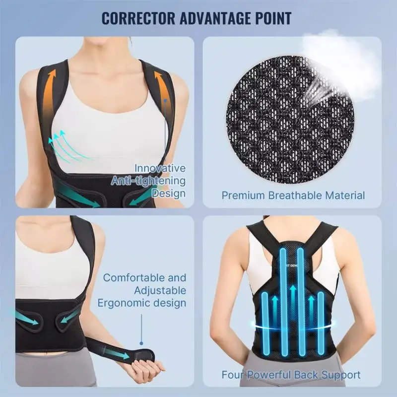 Adjustable Posture Corrector Preventing Humpback Protection Spine Pain Relief Correction Belt Women Men Back Shoulder Support