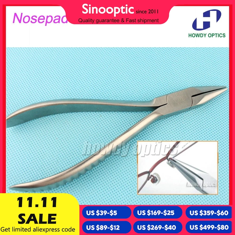 DM008 Eyeglasses Glasses Plier Flat Semicircular Snipe Nose Pad Plier Spectacle Assembling Adjusting Tools