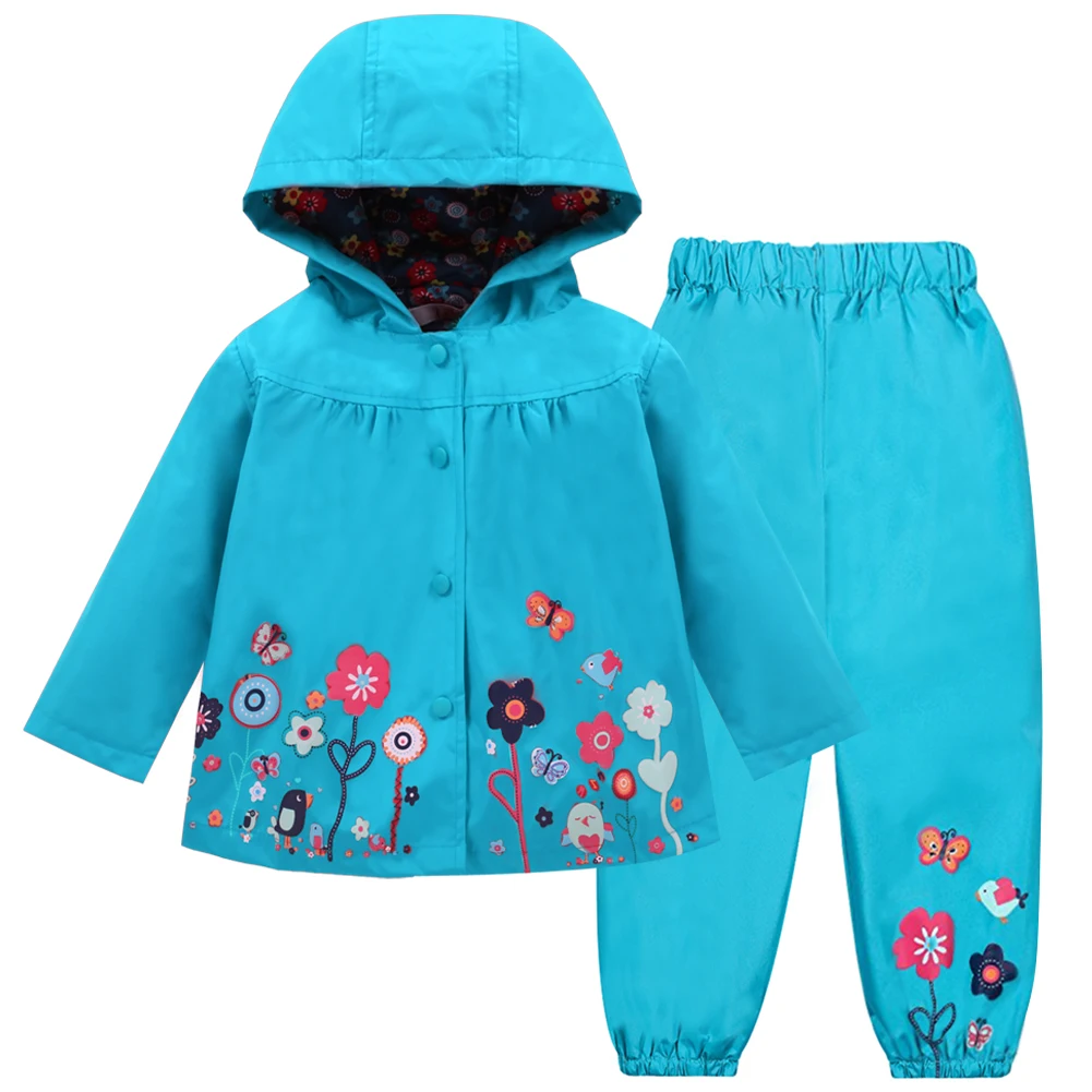 Children\'s Clothing Boys Girls Sets 2024 New Waterproof Raincoat Fashion Clothing Hooded Coat+Trousers 2 Piece Set 1-6 Years Old