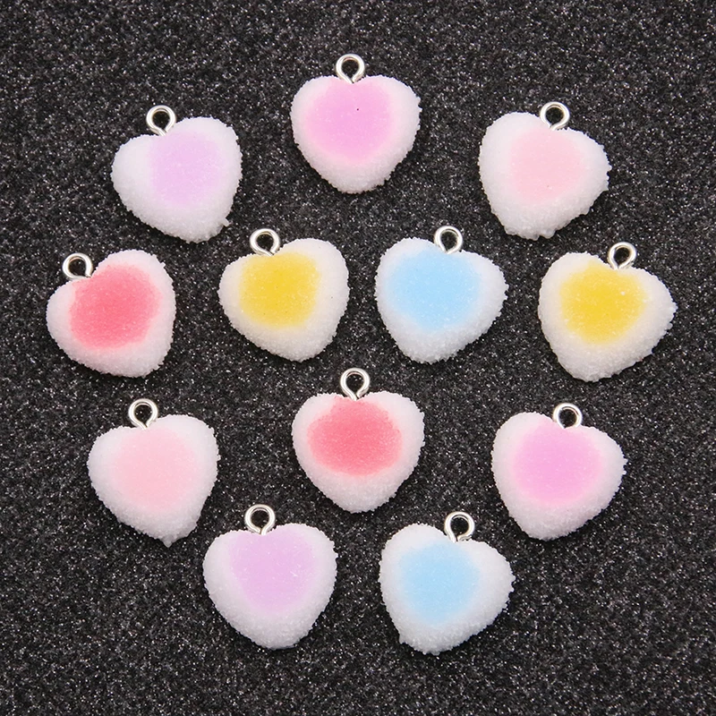 10Pcs 17*18mm 6 Color Heart Resin Earring Charms Diy Findings 3D Phone Keychain Bracelets Pendant For Jewelry Making