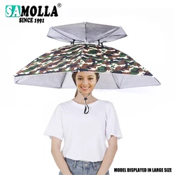 Portable Rain Umbrella Hat Army Green Foldable Outdoor Pesca Sun Shade Waterproof Camping Fishing Headwear Cap Beach Head Hats