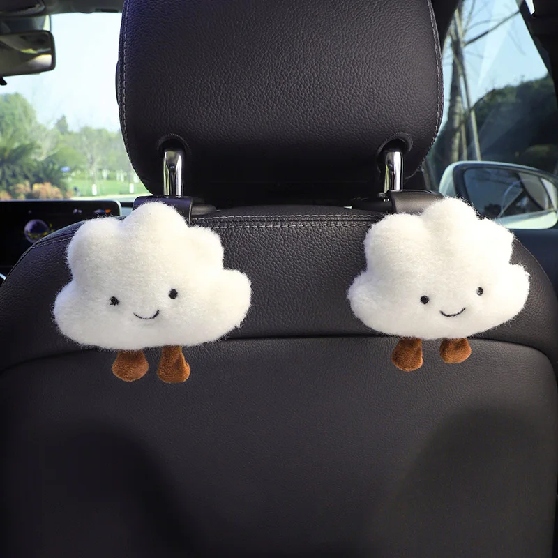 1PCS Cute Cartoon Bow Cloud Car Seat Back Hooks Storage Vehicle Headrest Organizer Hanger for Groceries Bag Handbag Decoration
