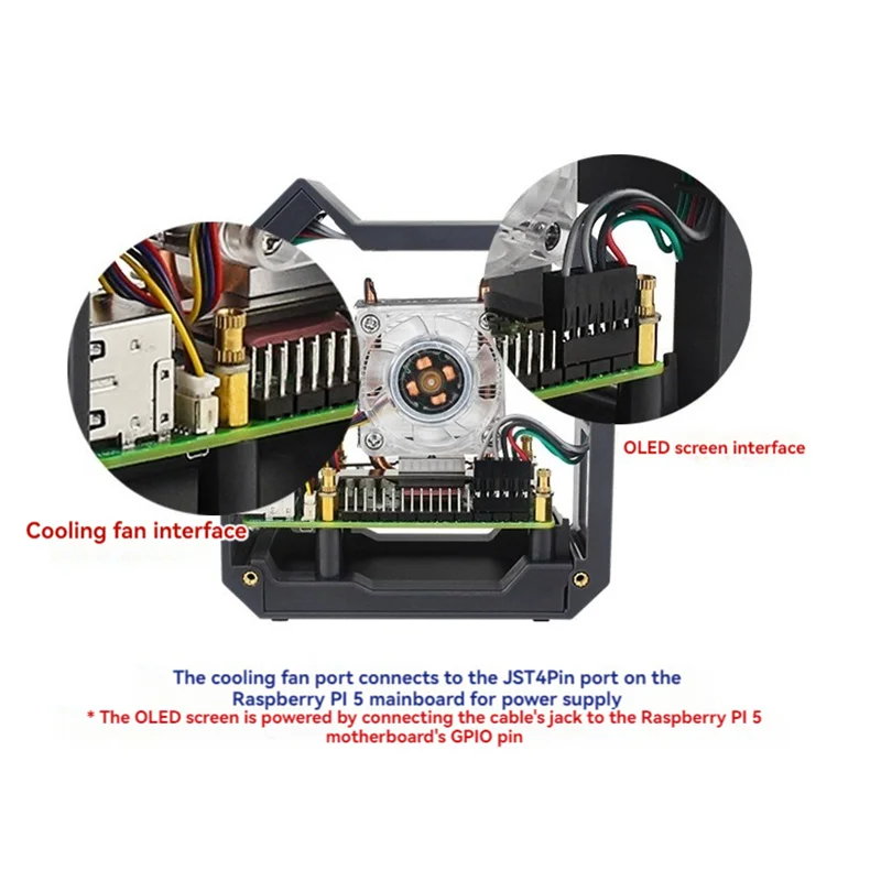 CS-Mini Tower Fan mit Gehäuse Kit mit Eisturm 0,96 Bildschirm Display Netzteil für Raspberry Pi5