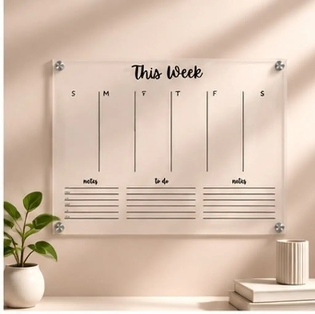 2Sets Clear Acrylic Dry Erase Message Board Weekly Planner Wipe Board for Kitchen Office Wedding Party Home School Use