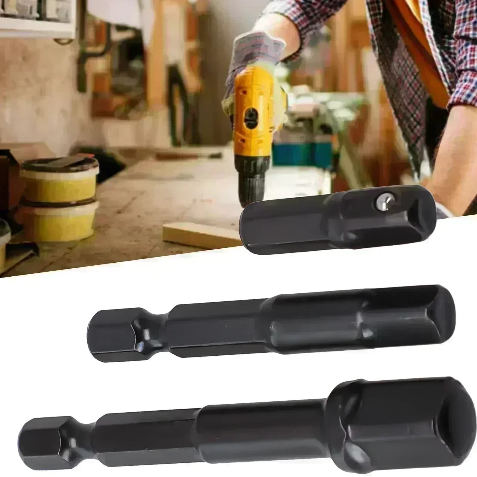 3 pezzi adattatore presa da 1/4 pollici codolo esagonale a presa quadrata asta di prolunga per avvitatore a percussione chiave elettrica accessori per utensili elettrici