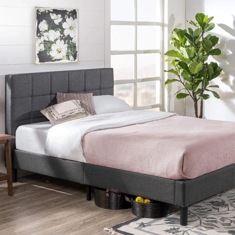 ZINUS Lottie Upholstered Platform Bed Frame, Mattress Foundation, Wood Slat Support, No Box Spring Needed, Easy Assembly