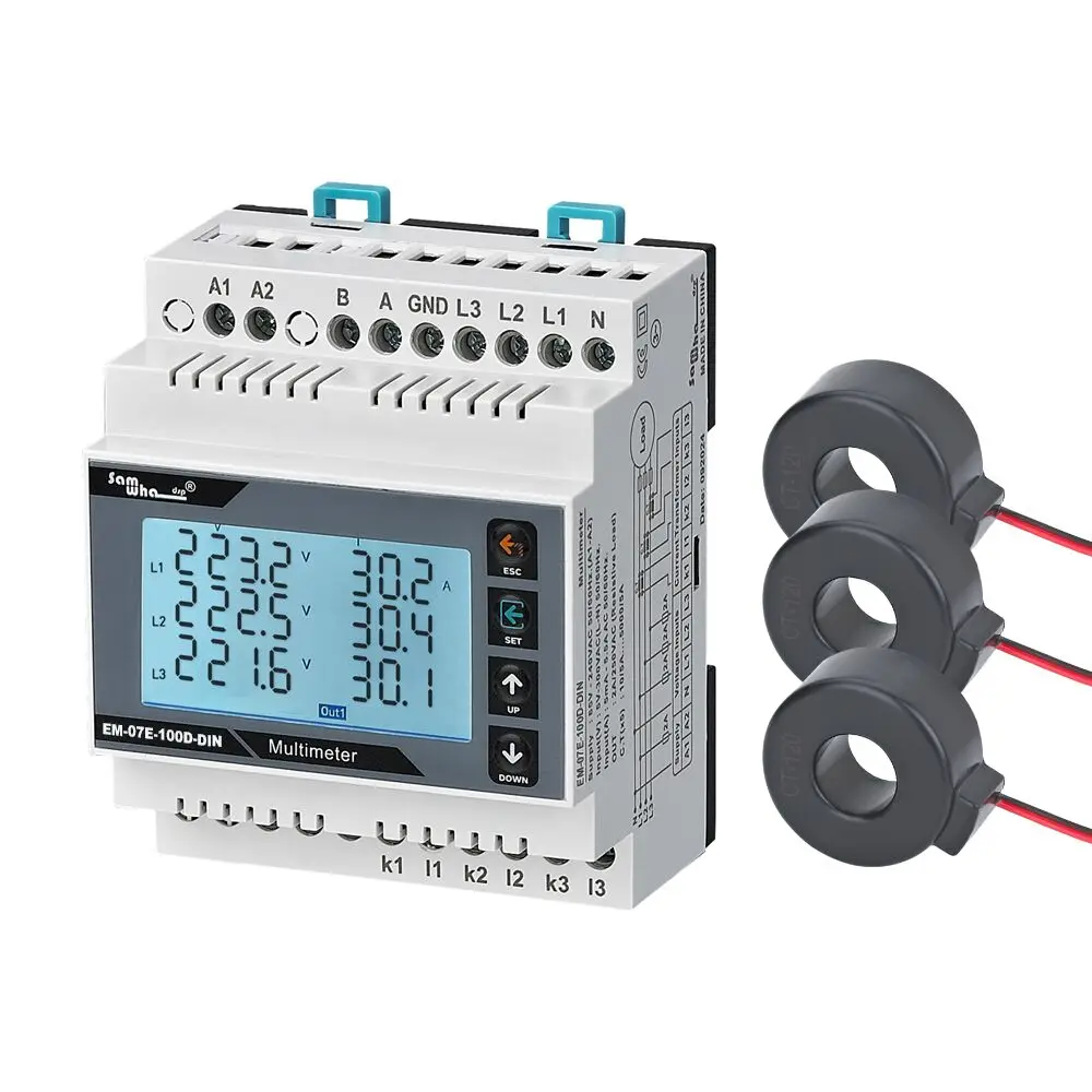 Samwha-Dsp EM-07E-XXD-DIN Voltage, Current, Frequency, Apparent Power, Protect Multimeter, 3P&4W