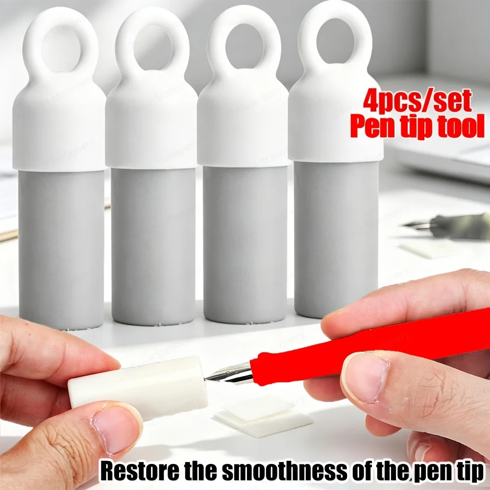 4pcs Specialized Pen Nib Tools for Fountain Pens/Erasable Fountain Pens, Wet And Dry Pen Tips to Restore Smoothness, Portable