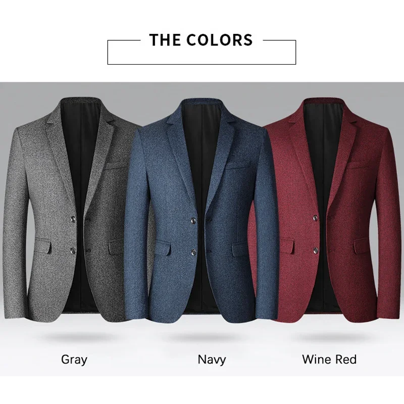 BROWON Brand Business Casual Jackets for Men Spring and Autumn Solid Color Turn-Down Collar Suits Blazer 2024 Wedding Blazer Men