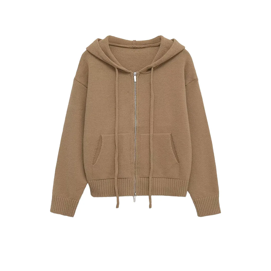 

Толстовки в европейском и американском стиле, осенне-зимняя новая модная вязаная толстовка с капюшоном и двойной молнией в повседневном стиле