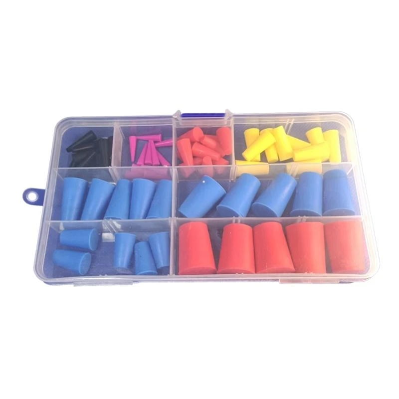 J2HB Set of 60 Silicone Rubber Assortment Set Rubber Plugs Conical Plugs Silicone Plugs Tapered Hole Plugs for Maskings