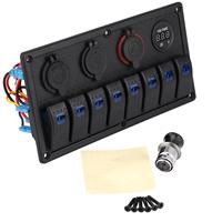 8 Gang Car Marine Boat Rocker Switch Panel 12V 24V Waterproof Dual USB Port Circuit Voltmeter