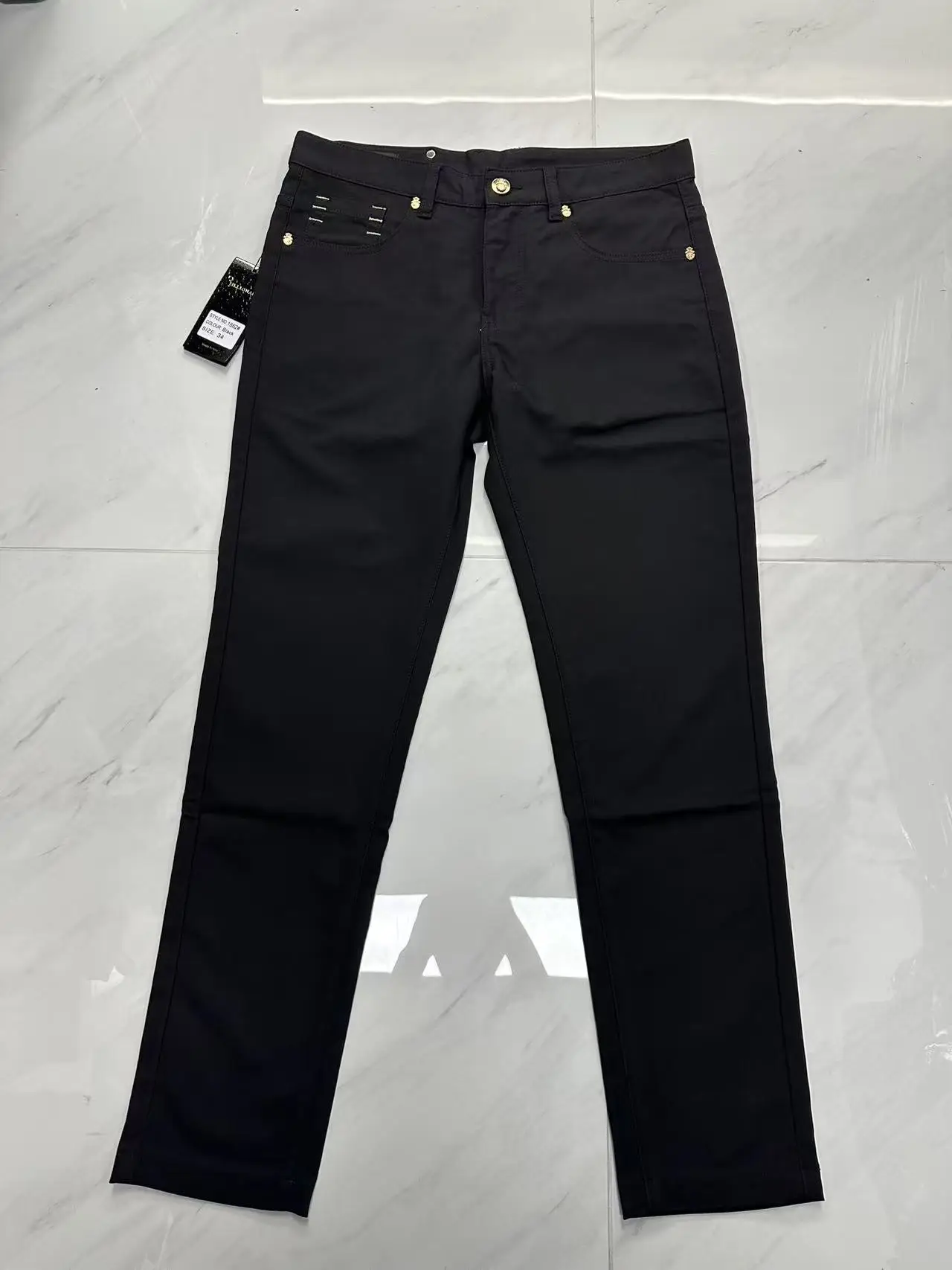 OECHSLI Jeans Cotton Men 2027 new Embroidery elasticity casual zipper High quality comfortable Black Big size 34-42 long Pants